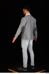 Whole Body Man White Shoes Shirt Jeans Jacket Muscular Standing Studio photo references